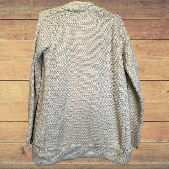 ZaraKnit Cream Cable Knit Open Front Cardigan size Small - Picture 2 of 5